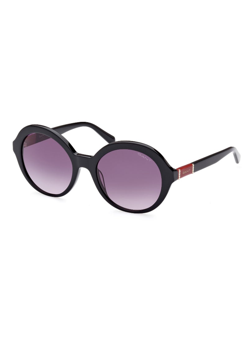 GANT Women's UV Protection Round Shape Acetate Sunglasses GA809401B55 - Lens Size: 55 Mm - Shiny Black  - Image 1