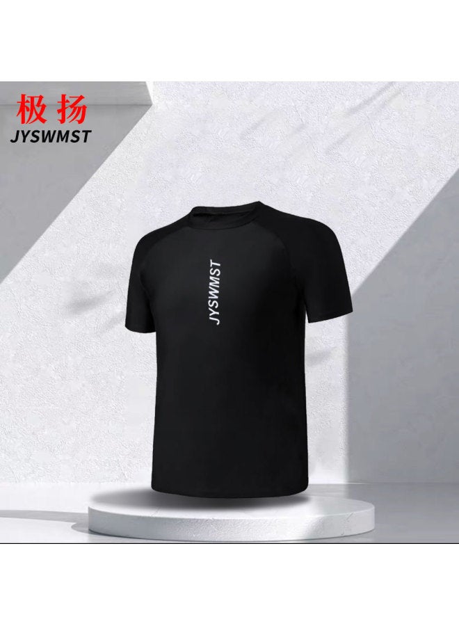 Loquat Swimwear Men's Suit Quick-drying Large Size Adult Hot Spring Camouflage Swimming Trunks Men's Beach Pants Boys Short Sleeves-Color:80818+813 Black Suit- - Image 5