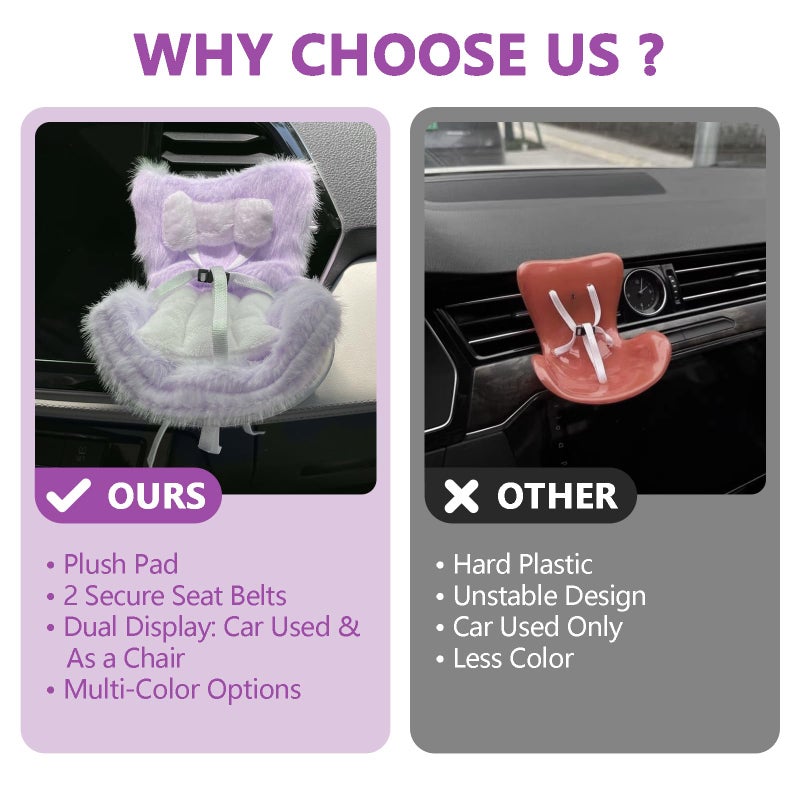 Ezcora Accessories for 10-17cm Dolls, Doll Car Seat with Clip onto Car Air Vent, Includes Seat Leg for Desktop Display (Cotton Candy Sky Ombre) - Image 5