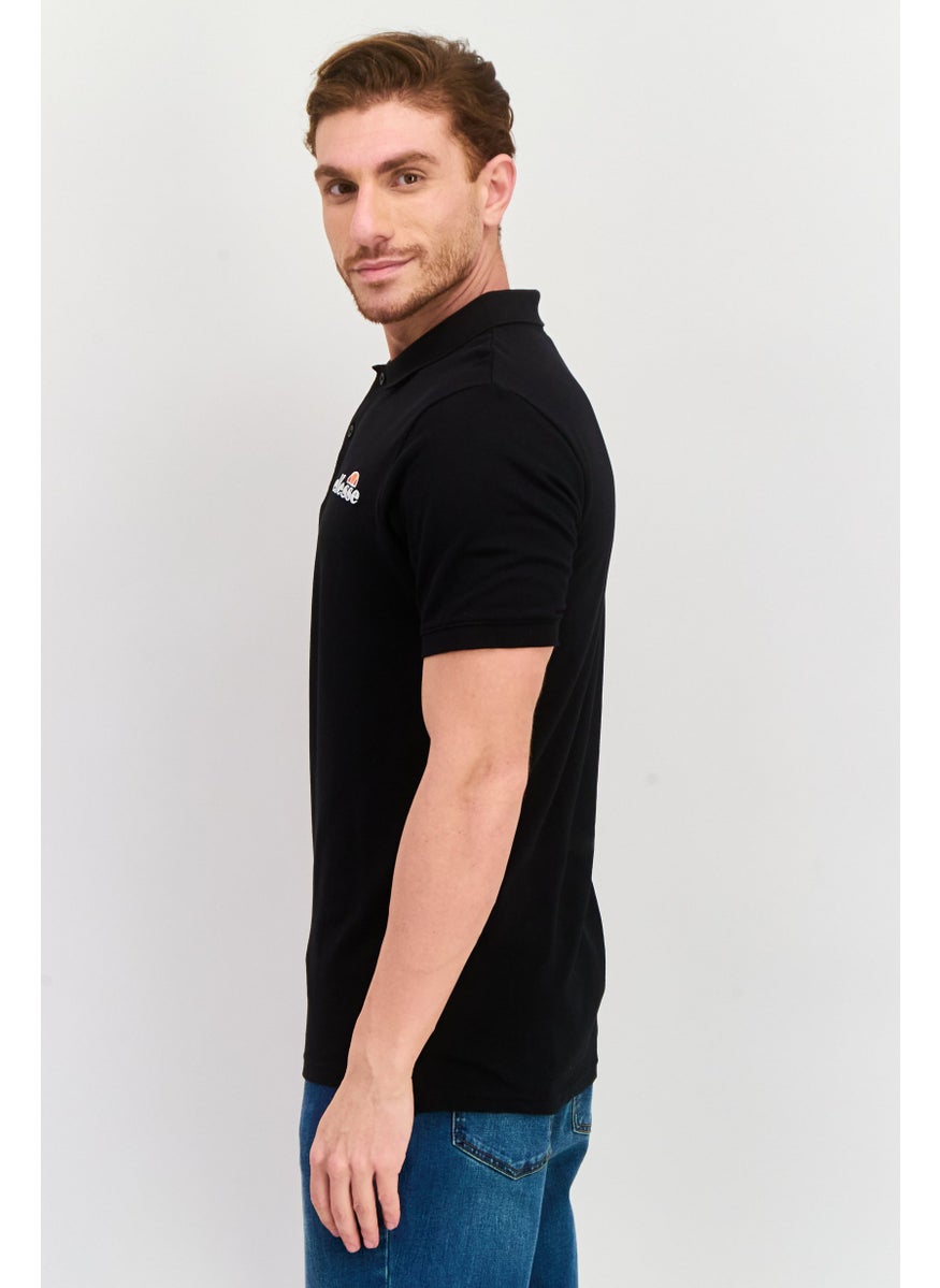 Ellesse Men Regular Fit Embroidered Logo Short Sleeves Polo Shirt, Black  - Image 2