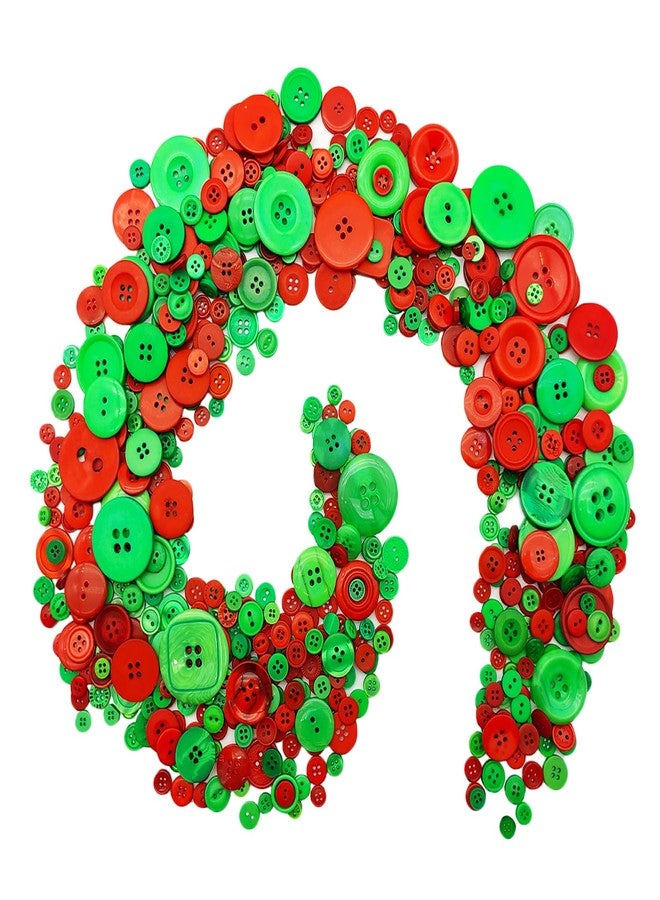 Qovydx 600-700Pcs Green and Red Buttons for Crafts Assorted Size Red Green Christmas Craft Button Bulk for Crafting Art DIY Decor - Image 5