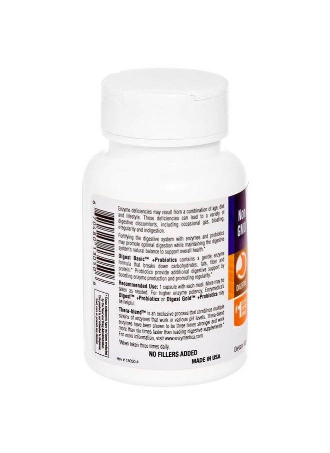 ENZYMEDICA - Digest Basic + Probiotics Essential Digestive Enzymes With Probiotics 30 Capsules Ffp - Image 1