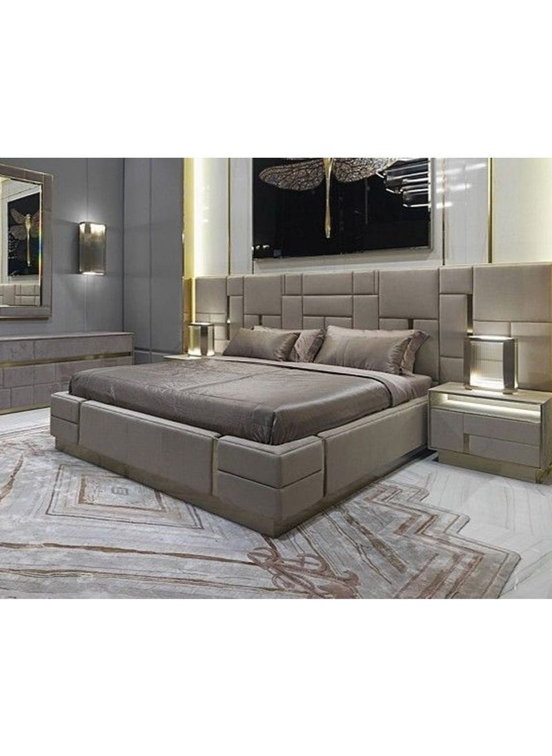 ماركة غير محددة - سرير من الخشب الزان والكونتر تنجيد كامل - Image 1