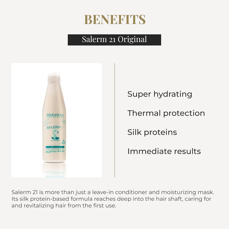Salerm 21 Silk Protein Leave-In Conditioner 250ml for Damaged Hair - Image 3