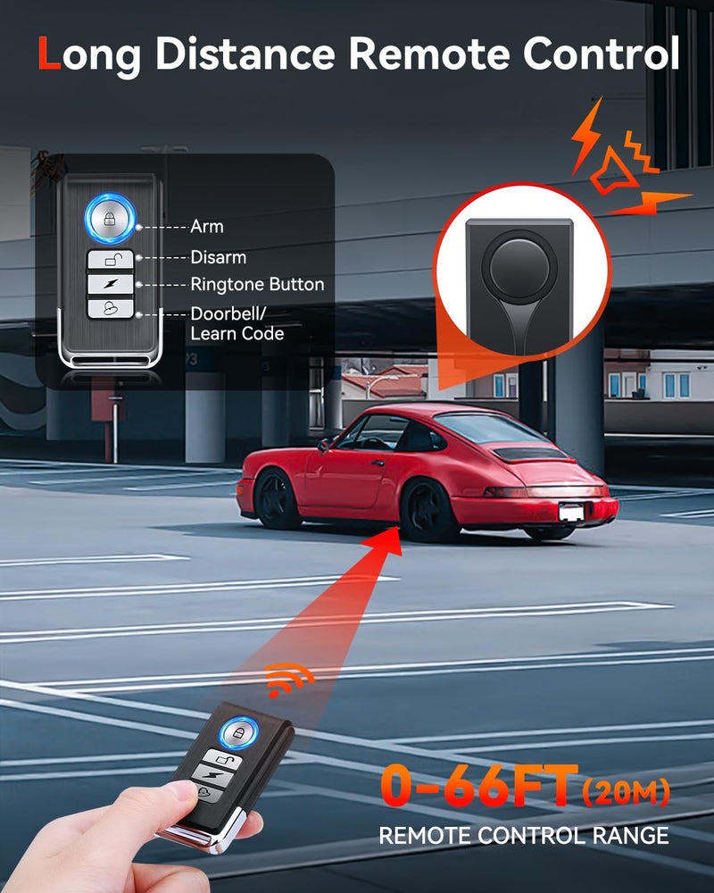 ELECTOP Car Anti-Theft Vibration Alarm, ELECTOP 108dB Automobile Vibration Sound & Light Alarm, Wireless Remote Car Alert Vehicle Security Alert System Automotive Warning Interior Safety Red Light - Image 5