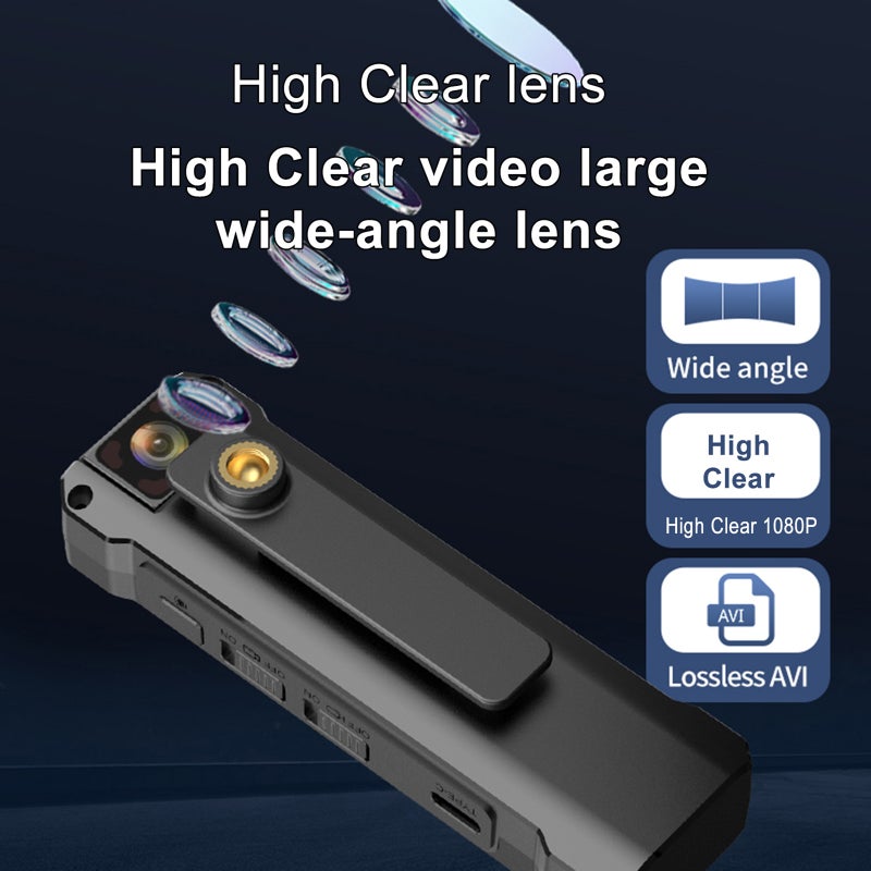 كاميرا جسدية صغيرة (Mini Body Cam) كاميرا جسدية شخصية مسجل فيديو عالي الوضوح بدقة 1080P مع تسجيل صوت وبصر ليل وحياة بطارية طويلة وعندسة دوارة للرياضات الخارجية - Image 4
