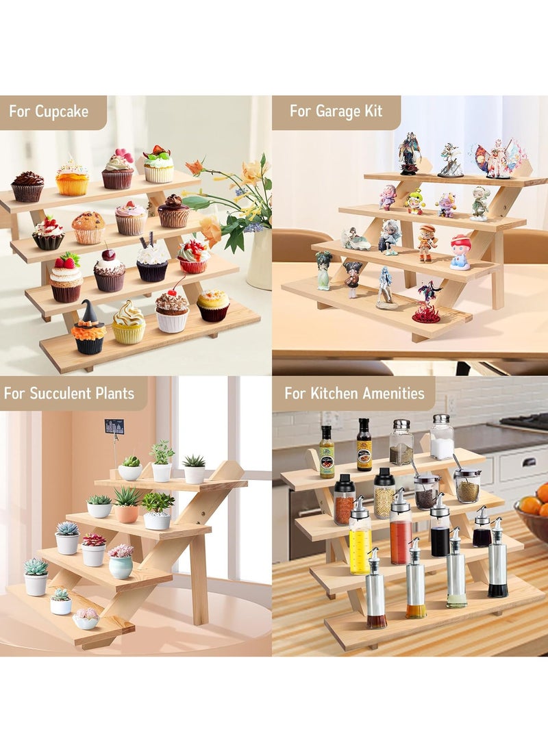 Relex 4 Tier Wooden Display Stand, Riser Cupcake, Table Display Stand for Vendors, Wooden Risers for Display Desserts, Best Gifts for Home Decoration and Cake Display for The Party  - Image 5