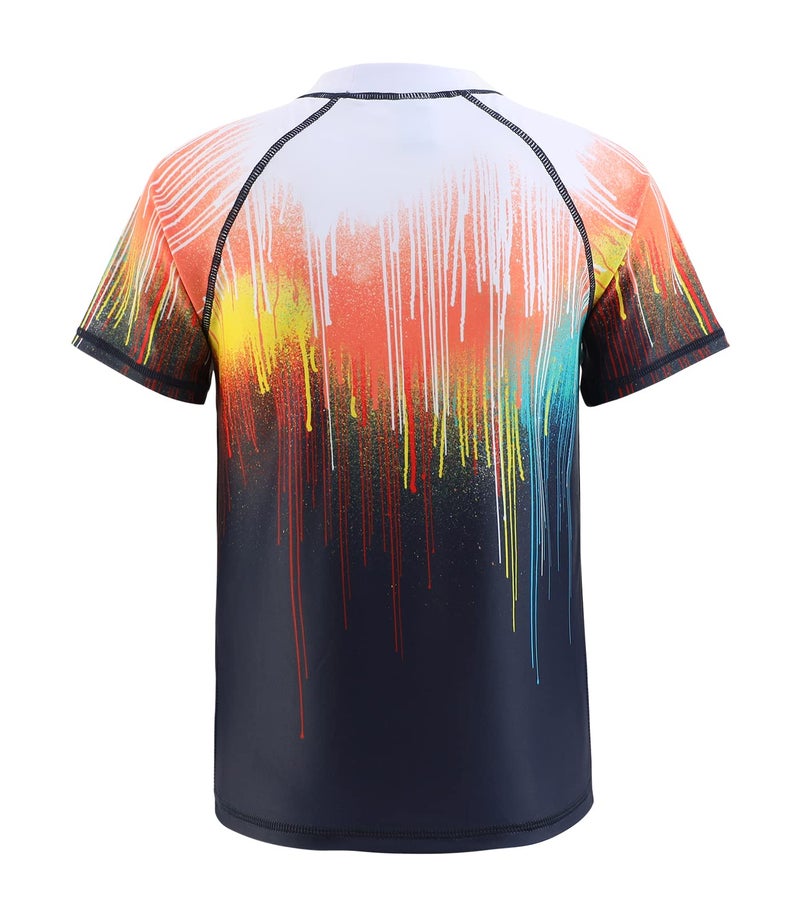 HowJoJo Boys Short Sleeve Rash Guard Shirts Kids Tie Dye Swim Shirt UPF 50+ Size 8/7-8 - Image 2