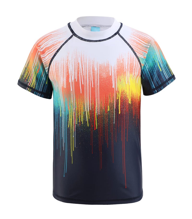 HowJoJo Boys Short Sleeve Rash Guard Shirts Kids Tie Dye Swim Shirt UPF 50+ Size 8/7-8 - Image 1