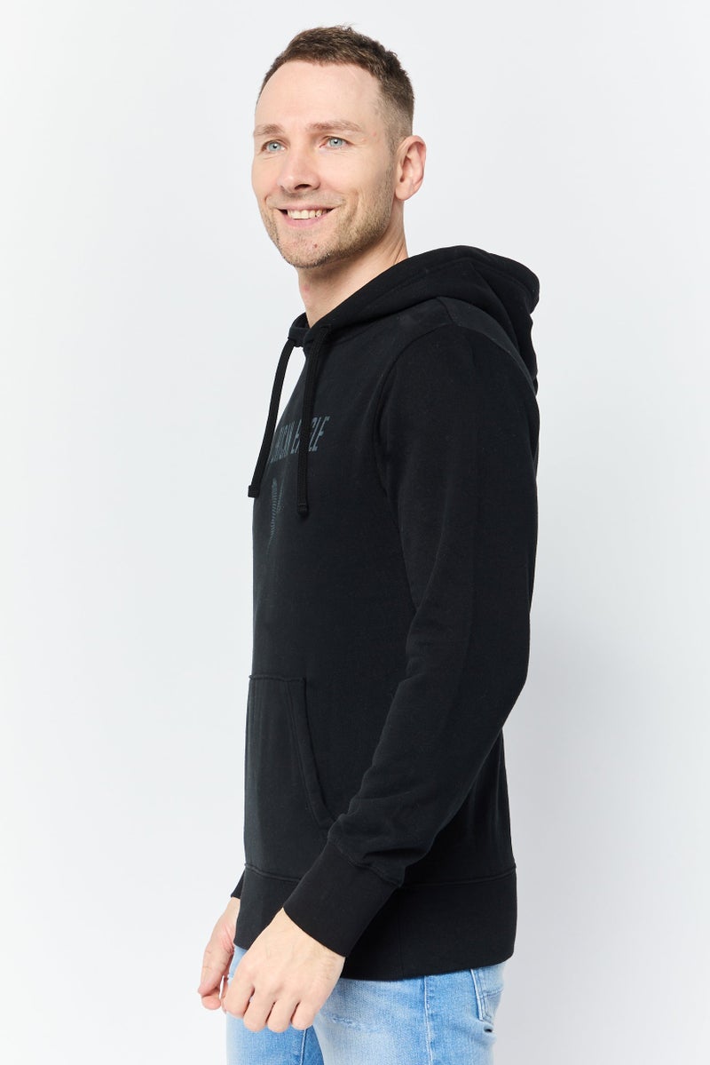 American Eagle Men Long Sleeves Brand Logo Hoodie, Black - Image 4