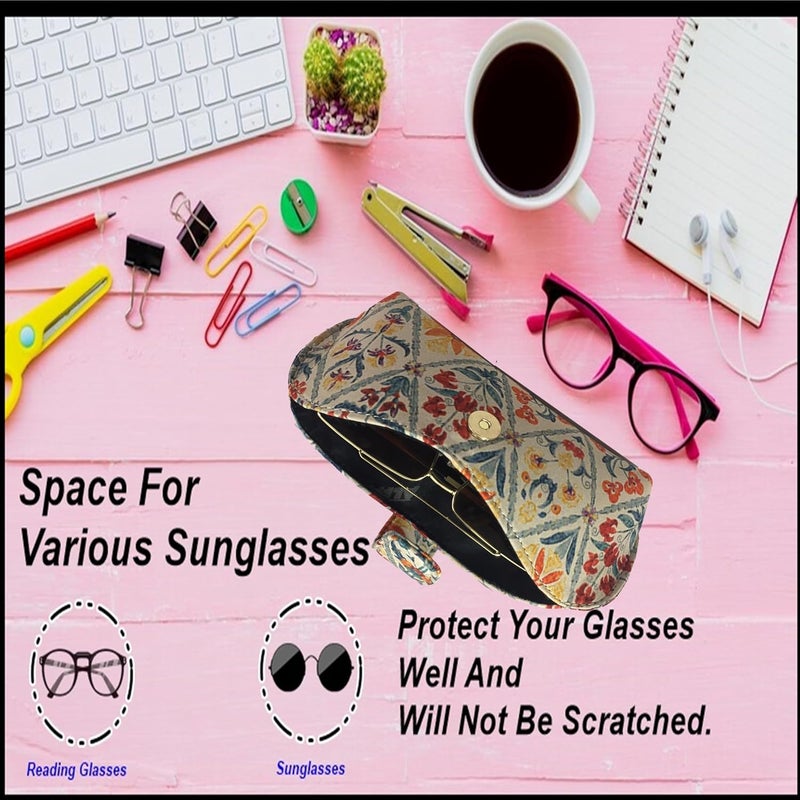 STYLE BITE Store STYLE BITE Handmade Fabric Sunglasses Case with Floral Print | Eyeglass Case for Women & Men | Soft Padded Spectacle Holder with Magnetic Button | Travel Glasses Pouch - Image 4