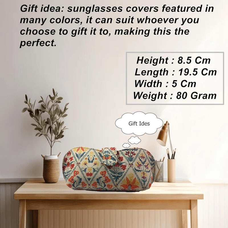 STYLE BITE Store STYLE BITE Handmade Fabric Sunglasses Case with Floral Print | Eyeglass Case for Women & Men | Soft Padded Spectacle Holder with Magnetic Button | Travel Glasses Pouch - Image 5