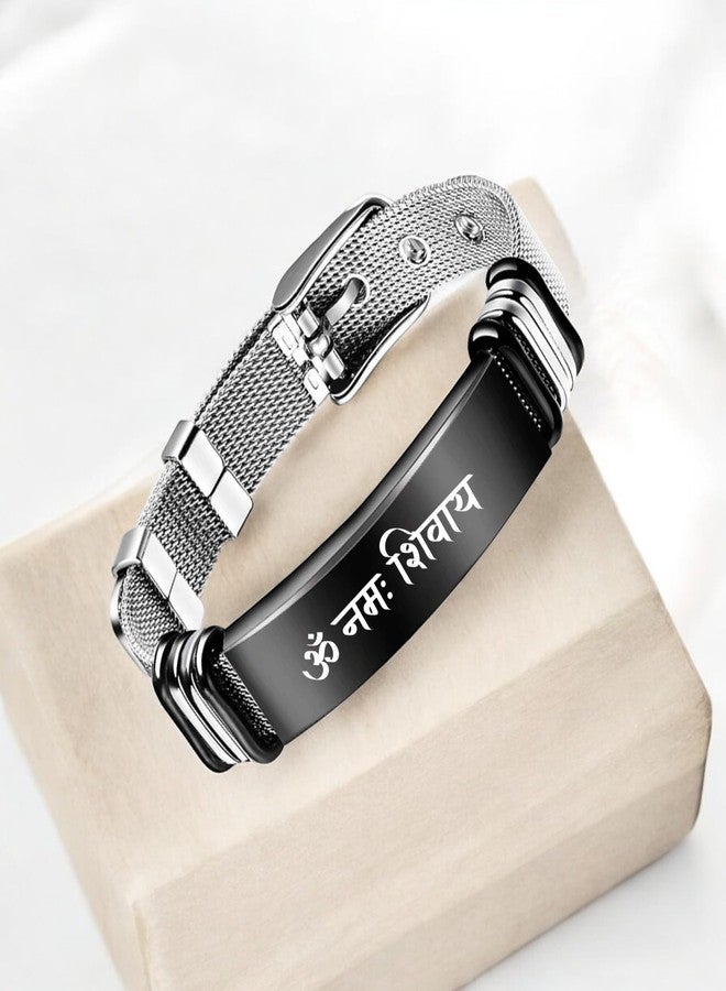 M Men Style Religious Om Namah Shivay Bracelets for Mens Women Genuine Bracelet Wristband Vintage Jewelry Friendship Couple Black SBr202571 - Image 2