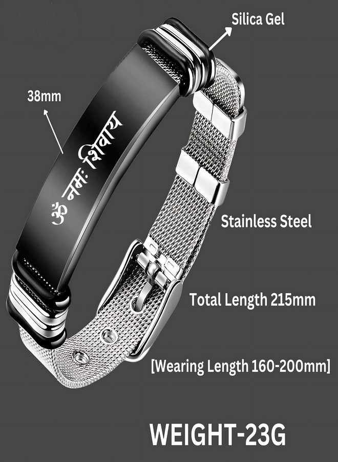 M Men Style Religious Om Namah Shivay Bracelets for Mens Women Genuine Bracelet Wristband Vintage Jewelry Friendship Couple Black SBr202571 - Image 4