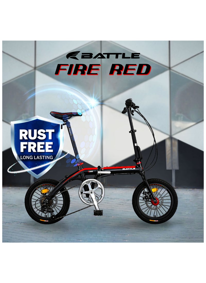 Battle BATTLE 16 Inch Lightweight Folding Bike - Foldable Bicycle For Men & Ladies & Kids (Lightning Yellow)  - Image 2