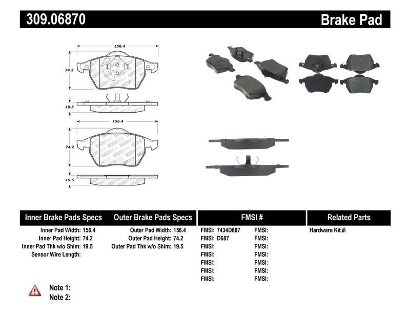 StopTech 309.06870 Sport Brake Pads with Shims and Hardware - Image 5