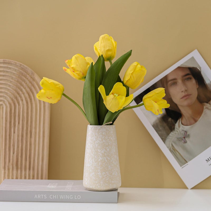 HUBUISH Ceramic Vase - Flower Vase Minimalism Style for Modern Table Shelf Home Decor  Fit for Fireplace Bedroom Kitchen Living Room Centerpieces Office Desk (Snowflake  Small) - Image 4