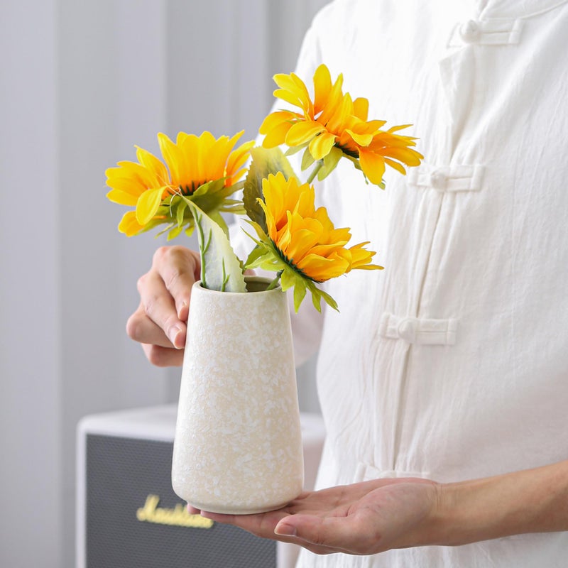 HUBUISH Ceramic Vase - Flower Vase Minimalism Style for Modern Table Shelf Home Decor  Fit for Fireplace Bedroom Kitchen Living Room Centerpieces Office Desk (Snowflake  Small) - Image 5