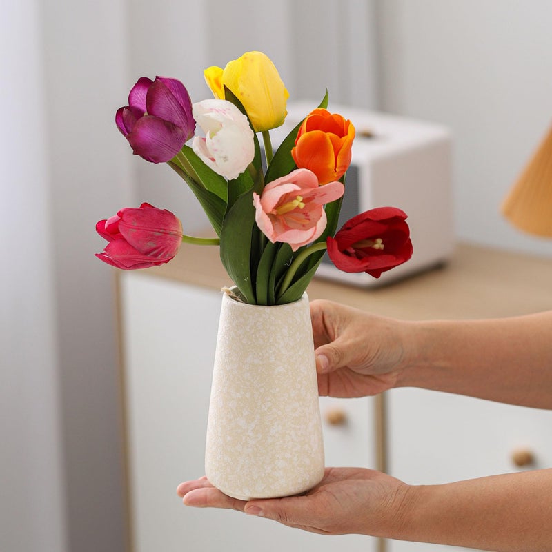 HUBUISH Ceramic Vase - Flower Vase Minimalism Style for Modern Table Shelf Home Decor  Fit for Fireplace Bedroom Kitchen Living Room Centerpieces Office Desk (Snowflake  Small) - Image 3