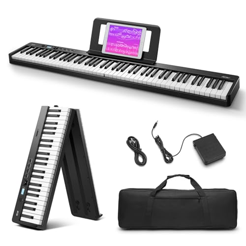 Eastar EP-10 Beginner Foldable Digital Piano 88 Key Full Size Semi Weighted Keyboard, Bluetooth Portable Electric Piano with Piano Bag - Image 1