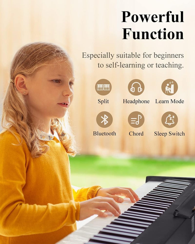 Eastar EP-10 Beginner Foldable Digital Piano 88 Key Full Size Semi Weighted Keyboard, Bluetooth Portable Electric Piano with Piano Bag - Image 2