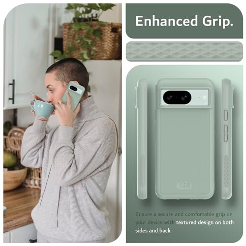 TUDIA MergeGrip [Military Grade] Google Pixel 8 Case (2023) - [Drop Tested] Dual Layer Shockproof Slim Rugged Tough Heavy Duty Protective Phone Cases Cover - Green Lily - Image 4