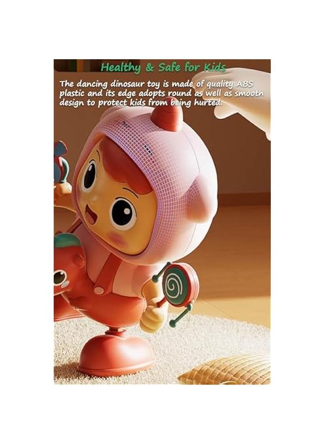 Dinosaur Musical Toy, Lovely Dancing Dinosaur Toy Baby Crawling Toy Robot Dancing Toy Dinosaur Music Toy for Boys and Girls with Dynamic Music| Legs Move Sideways| Body Twist (Girl) - Image 5