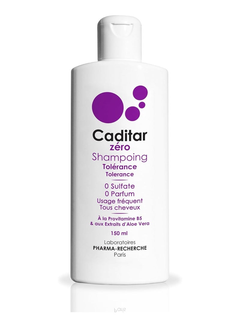 Caditar Zero • Tolerance Shampoo • 150 ml Bottle • Sulfate and Fragrance Free • Protects Keratin • Softness and hydration • Made in France by LABORATOIRES PHARMA-RECHERCHE - Image 1