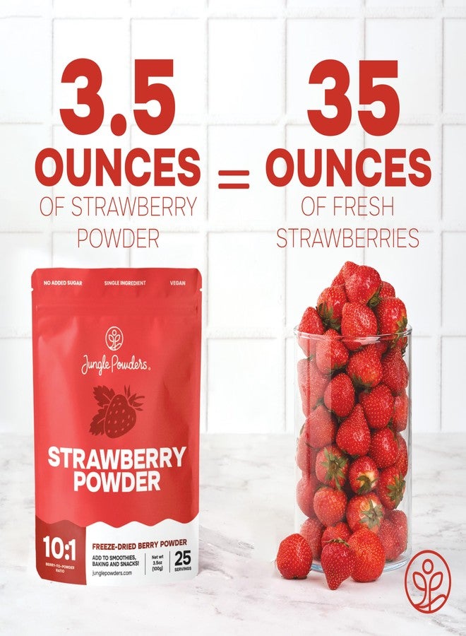 Jungle Powders Strawberry Powder 3.5 Ounce Bag Freeze Dried Strawberry Powder Dehydrated Strawberries Flavoring Additive Free Extract For Baking Dry Berry Fruit Powder Smoothies - Image 3