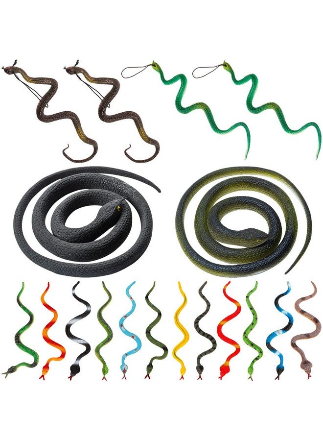 HFATMOS 18 Pcs Realistic Rubber Snakes Assorted Sizes Plastic Snakes Prank Snake Toys For Halloween Party Tricking People Kids Playing Garden Props Deter Squirrels Mouse Rabbits Birds - Image 1