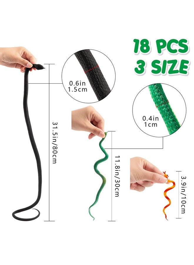 HFATMOS 18 Pcs Realistic Rubber Snakes Assorted Sizes Plastic Snakes Prank Snake Toys For Halloween Party Tricking People Kids Playing Garden Props Deter Squirrels Mouse Rabbits Birds - Image 3
