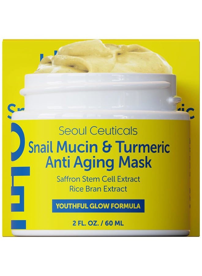 seoulceuticals Korean Face Mask Skin Care - Snail Mucin Turmeric Mask for Face – Cruelty Free K Beauty Anti Aging Face Mask for Healthy, Youthful Glow 2oz - Image 1