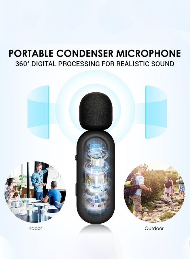 spa luxetique Wireless Lavalier Microphone with Charging Case Portable Video Recording Studio Rechargeable Mic Receiver Low Latency Interview (2 Lightning MIC)  - Image 2