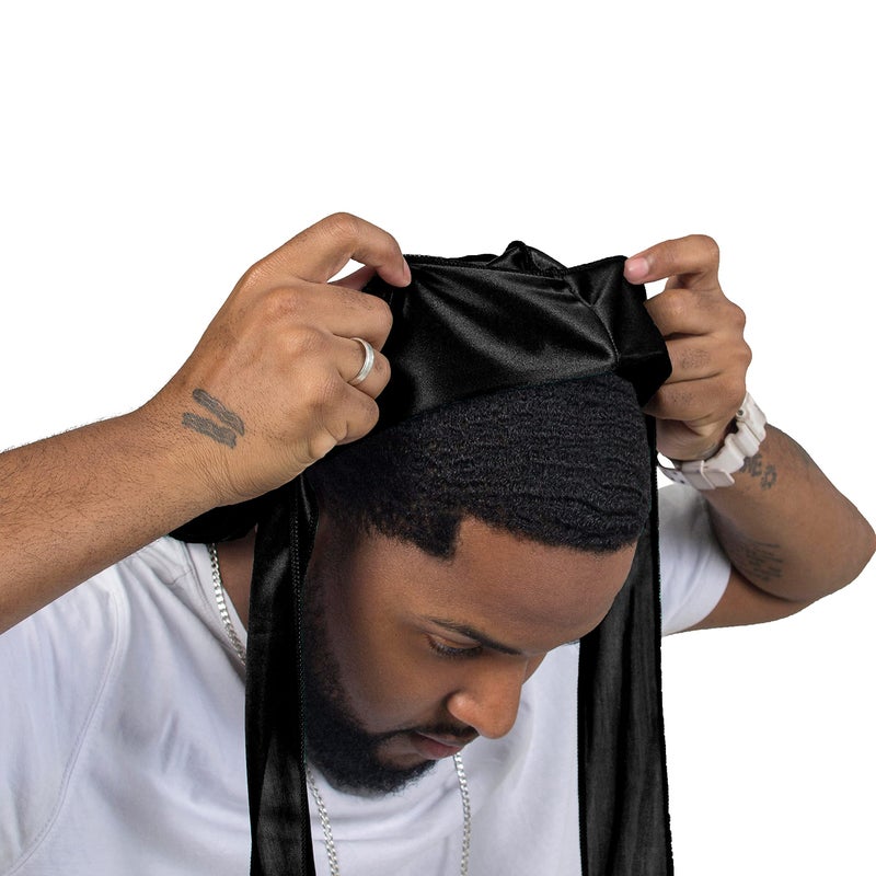 ForceWave 2 Pieces Silky Durag Pack for Men Women Waves, Premium Satin Deluxe Du-rag (Black Pink) - Image 3