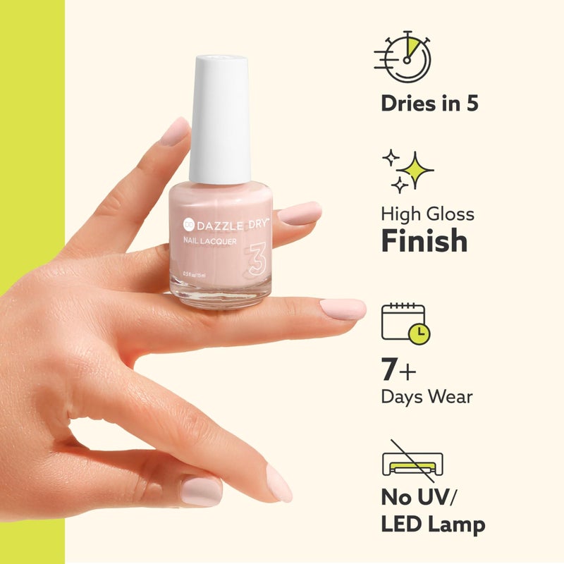 Dazzle Dry Nail Lacquer (Step 3) - Soft Caress - A cool peony pink. Full coverage cream. (0.5 fl oz) - Image 4