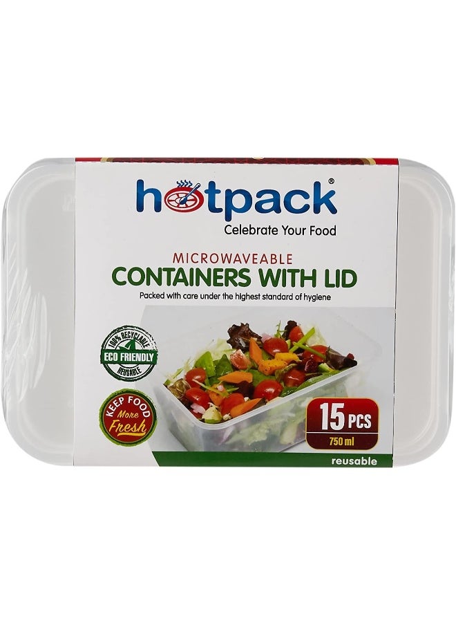 Hotpack حاوية ميكروويف هوتباك 750 مل × 3 عبوات (15 قطعة)  - Image 5