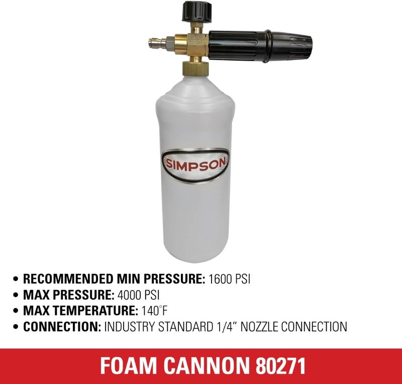 Simpson Cleaning 80271 Pressure Washer Foam Cannon with 1/4 Inch Quick Connector, 1 Liter, White - Image 5
