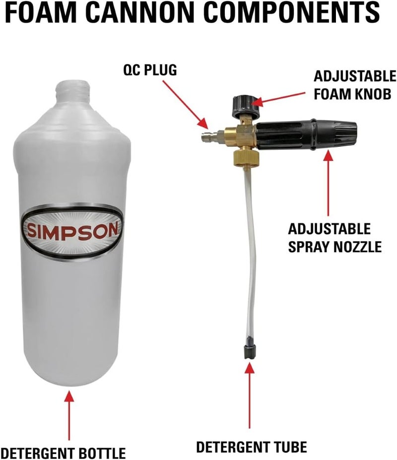 Simpson Cleaning 80271 Pressure Washer Foam Cannon with 1/4 Inch Quick Connector, 1 Liter, White - Image 4