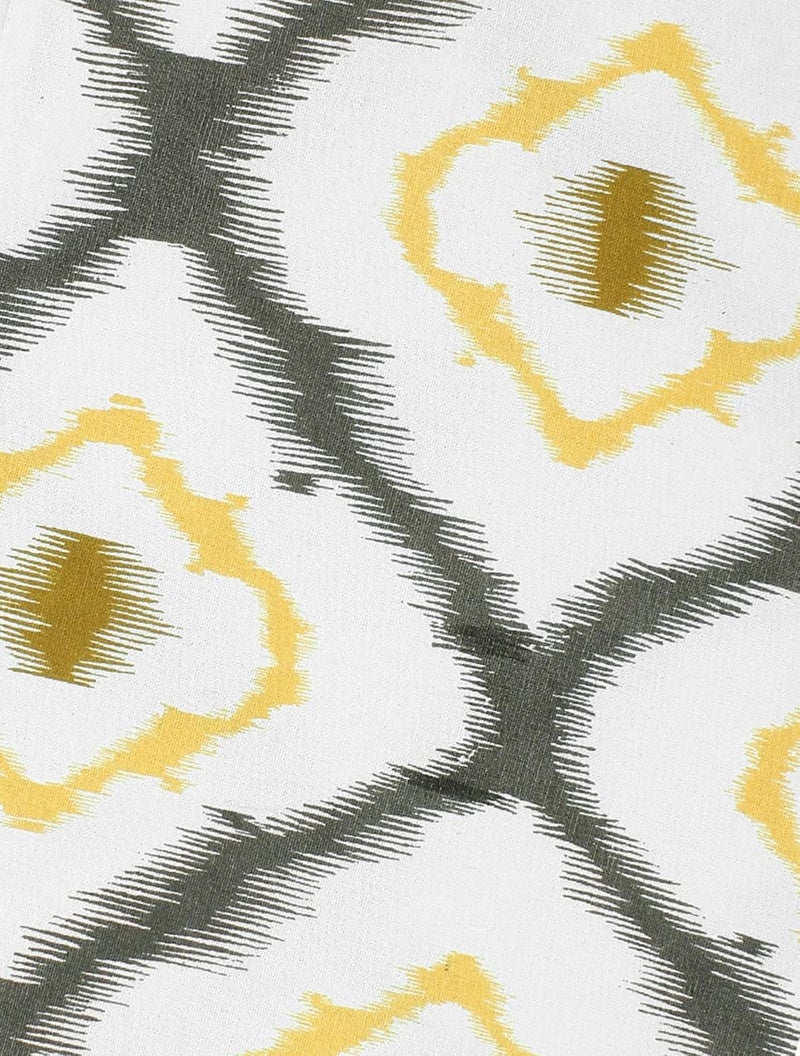 Dekor World Cotton Yellow Ikat Printed and Solid Napkin Set (Pack of 12) - Image 4