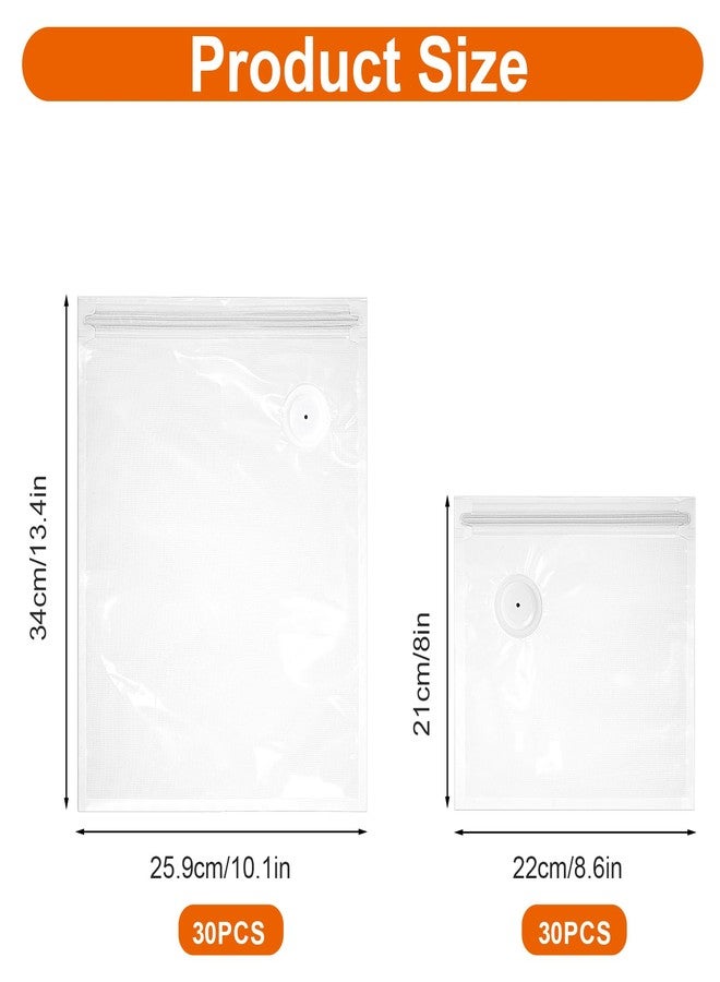 xozeooeu 60PCS Vacuum Sealer Bags for Food with Air Valve, Reusable BPA-Free Sous Vide Bags (30 Large 13.4x10.2" + 30 Small 8.6x8") - Image 2