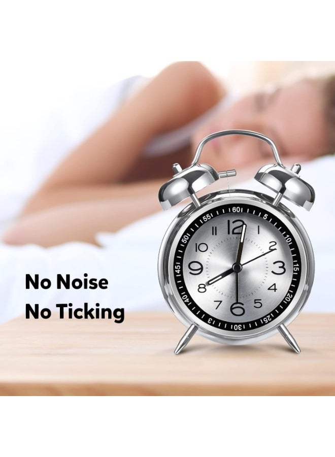 Bukela Loud Alarm Clock for Heavy Sleepers Adults,Retro 4 Inch Silent Non-Ticking Quartz with Backlight,Twin Bell Analog Kids Alarm Clocks for Bedrooms Bedside - Image 3