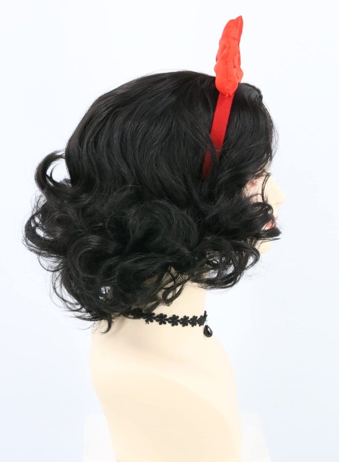 LeMarnia Women Wig Short Curly Bob Wigs Black Princess Wig with Bow Headband for Halloween Costume Party Cosplay Wig - Image 3