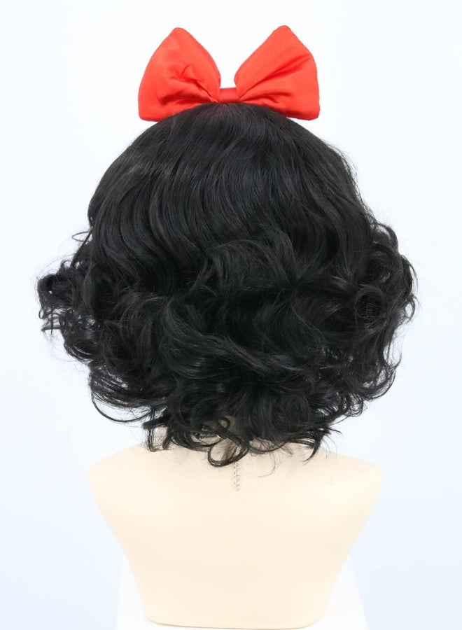 LeMarnia Women Wig Short Curly Bob Wigs Black Princess Wig with Bow Headband for Halloween Costume Party Cosplay Wig - Image 4