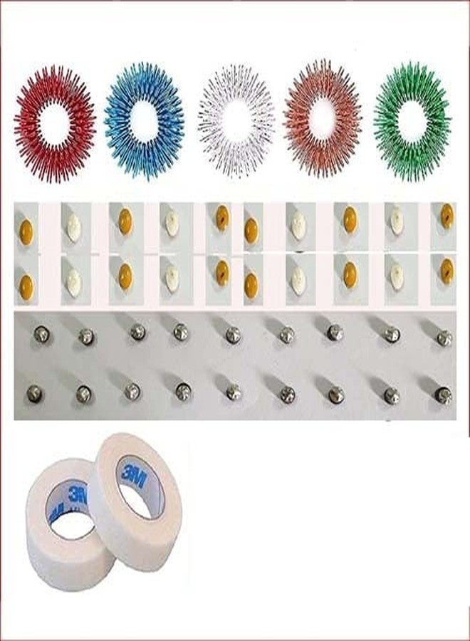 AHCS 20 Pcs Byol Magnet Medium, 20 Pcs Star Magnet Medium, 5 Pcs Sujok Finger Ring Genral & 2 Pieces Paper Tape .5 inch Sujok Acupuncture Therapy Kit - Image 1