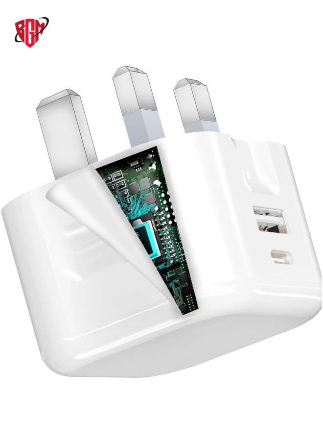 BGM - USB C Fast Charger Plug with 20W for iPhone 14/14 Plus/14 Pro/14 Pro Max 13 Pro Max,12 11 SE 2020 XS XR 8 7 6S Plus, iPad, Air Pods Pro, S22, USBC PD 3.0 Mains UK Type C Wall Charging Power Adapter - Image 1