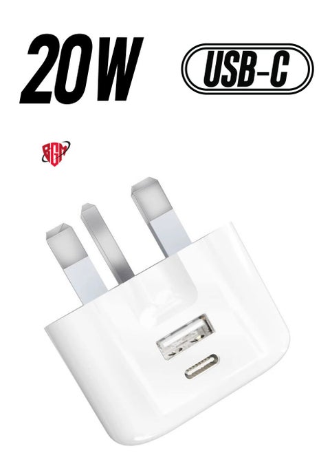 USB C Fast Charger Plug with 20W for iPhone 14/14 Plus/14 Pro/14 Pro Max 13 Pro Max,12 11 SE 2020 XS XR 8 7 6S Plus, iPad, Air Pods Pro, S22, USBC PD 3.0 Mains UK Type C Wall Charging Power Adapter
