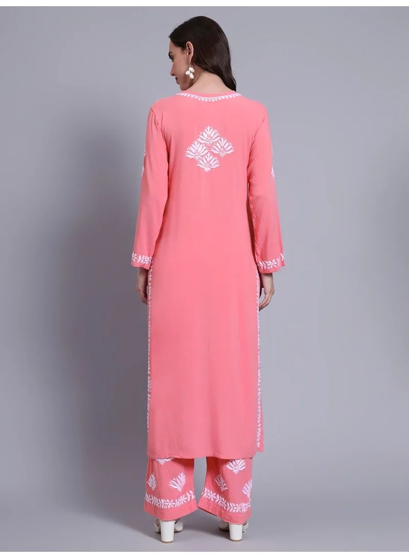 Alaya Women Hand Embroidered Chikankari Rayon kurta set AL4084KS