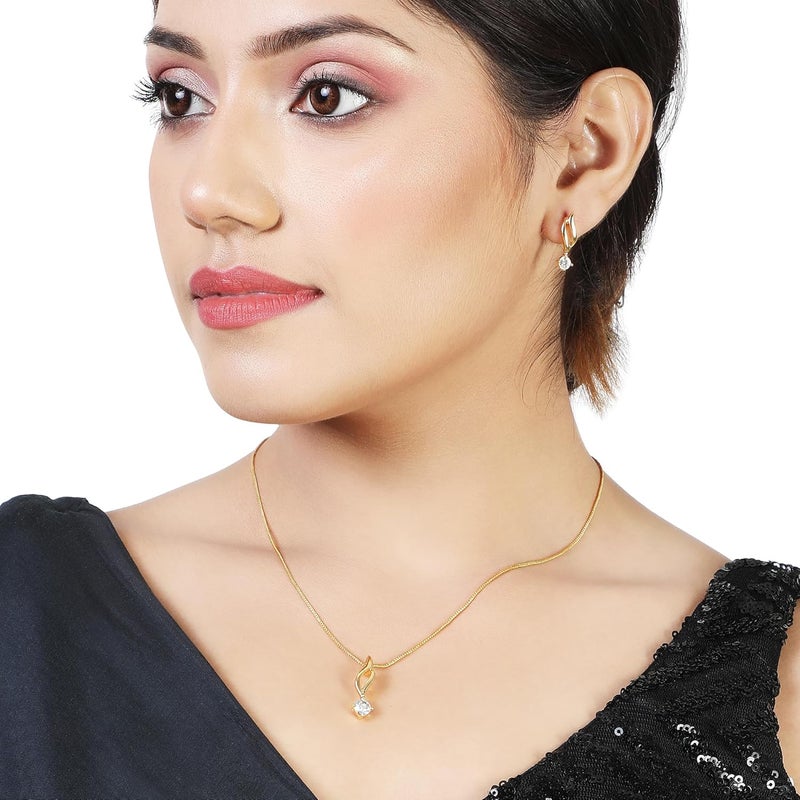 Estele Solitaire American Diamond Necklace set with Chain for women One Size - Image 3