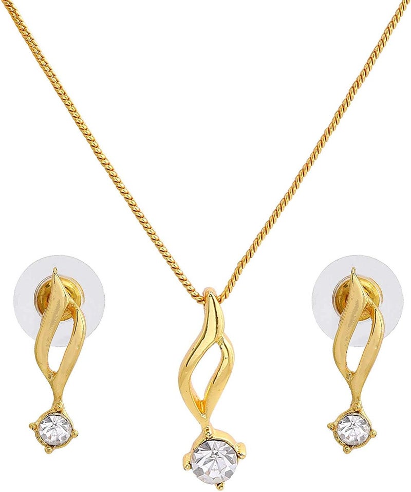 Estele Solitaire American Diamond Necklace set with Chain for women One Size - Image 1