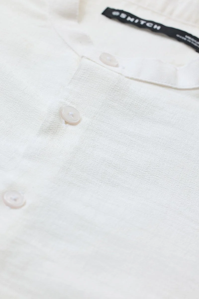 SNITCH White Textured Long Sleeve Slim Fit Shirt